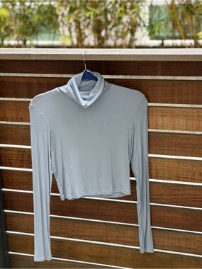 Aritzia Sunday Best Turtleneck Crop Top Baby Blue Size M